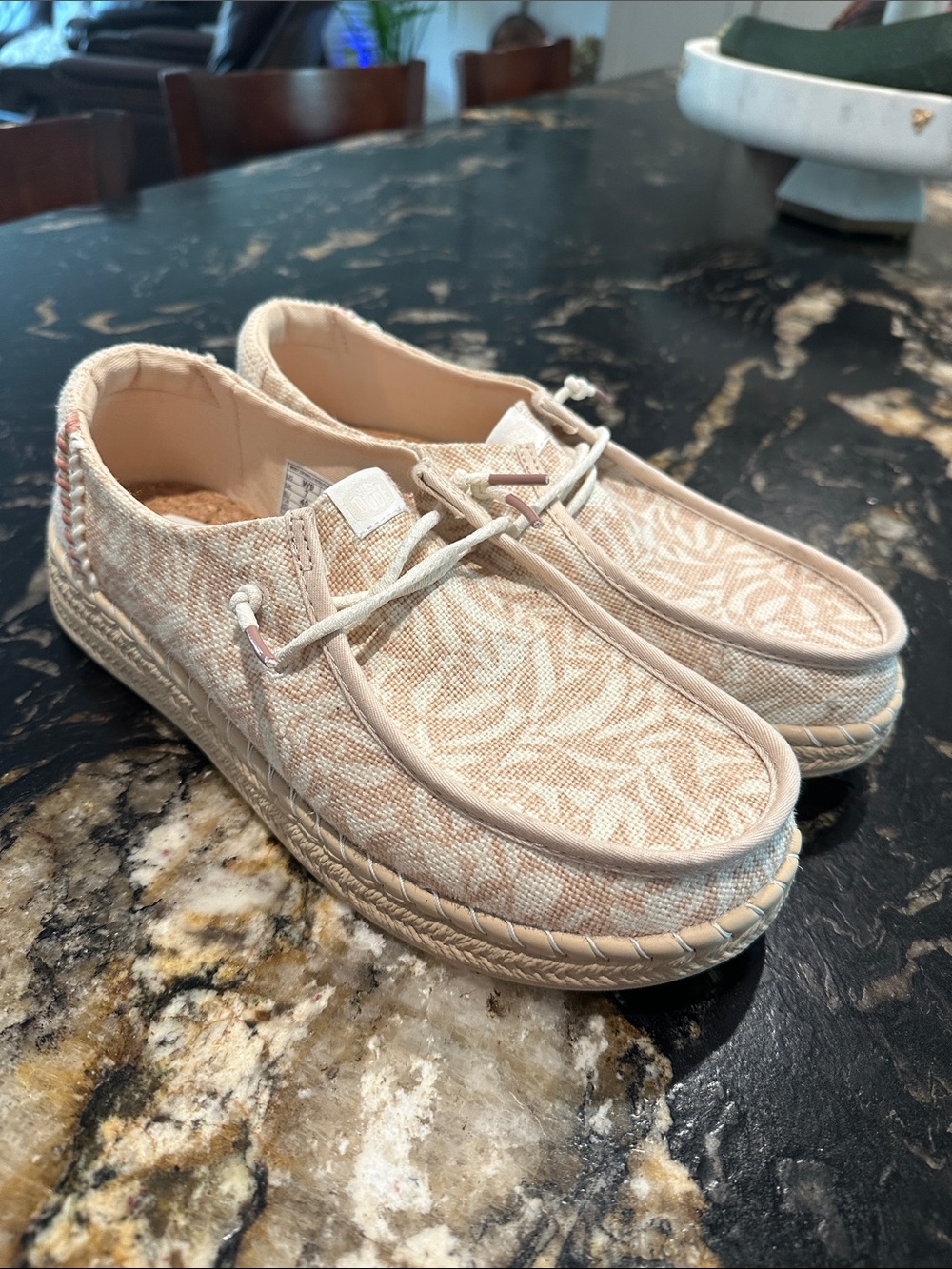 Hey Dude Cream Canvas Espadrille Slip-Ons